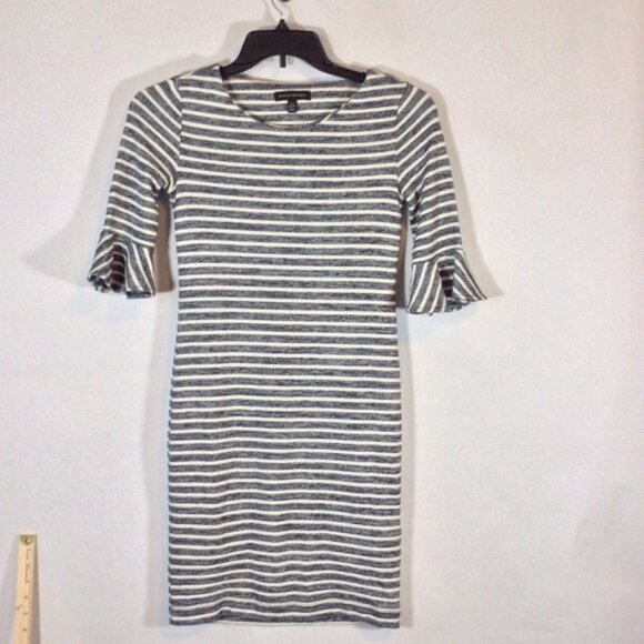 Banana Republic White & Navy Blue Stripped Dress Size 00P Short Flutter Sleeves - Picture 2 of 7